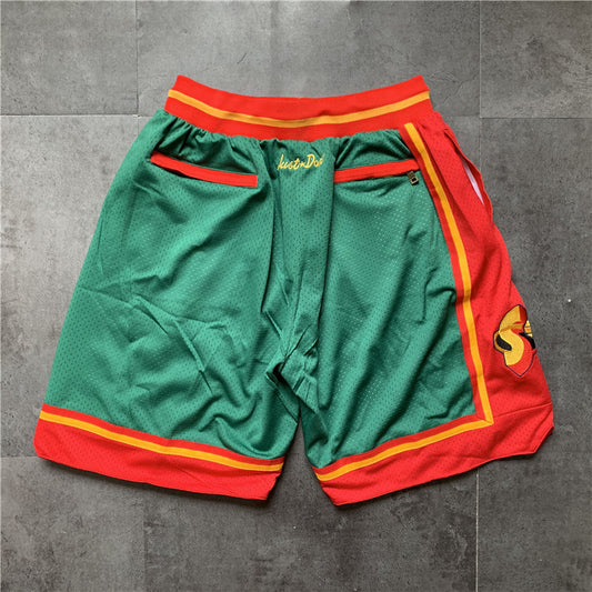 Supersonic retro limited edition JUST DON green team logo one-piece dense embroidery pocket pants
