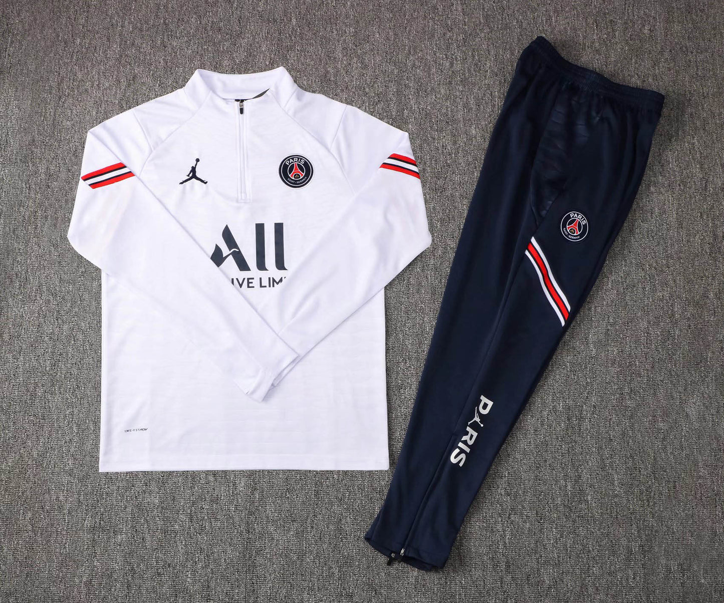 2021/2022 Psg Paris Saint-Germain Half-Pull Training Suit White