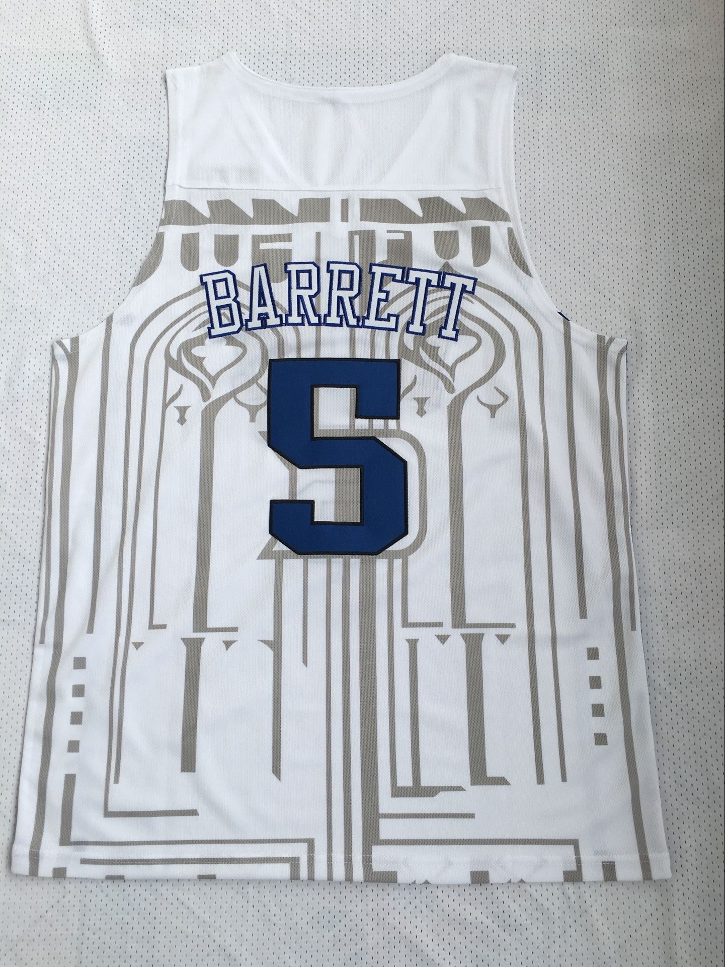 NCAA Duke University No. 5 R.J. Barrett white embroidered jersey