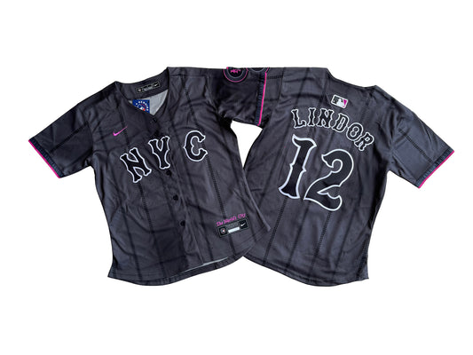 Women's New York Mets Francisco Lindor Graphite#3 2024 City Connect Limited Player Jersey