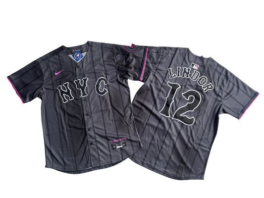 Men's New York Mets Francisco Lindor #12 Graphite 2024 City Connect Limited Player Jersey