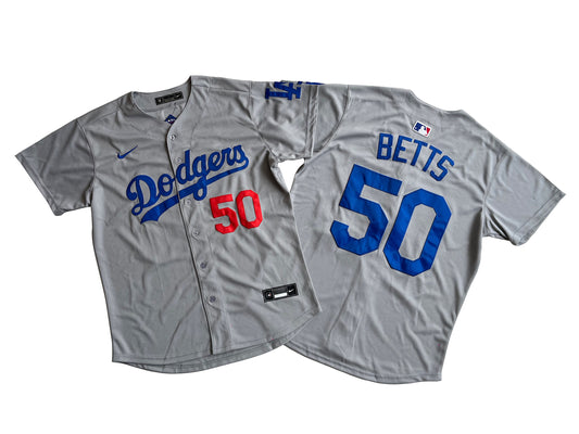 Men's Los Angeles Dodgers Mookie Betts #50Gray Home Limited Player Jersey