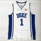 NCAA Duke University No. 1 Irving white embroidered jersey