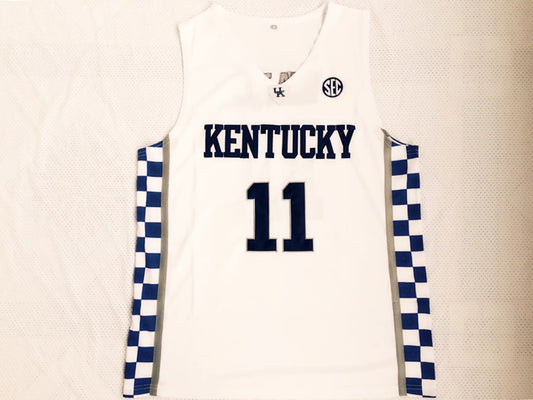 NCAA University of Kentucky No. 11 Wall White Jersey