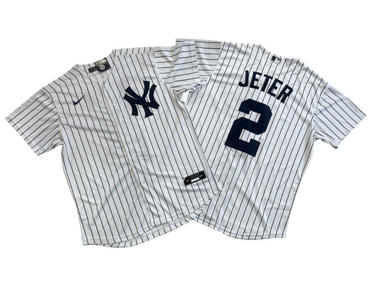 Men's New York Yankees 2# Derek Jeter WhiteNavy Player Jersey