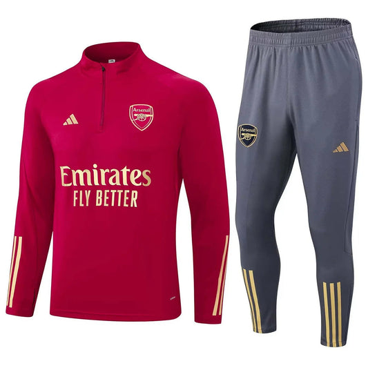 2023/2024 Arsenal Half-Pull Training Suit Red Football Shirt 1:1 Thai Quality