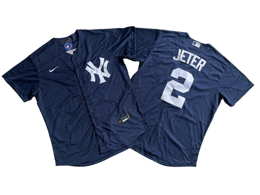 Men's New York Yankees 2# Derek Jeter  Navy Player Jersey