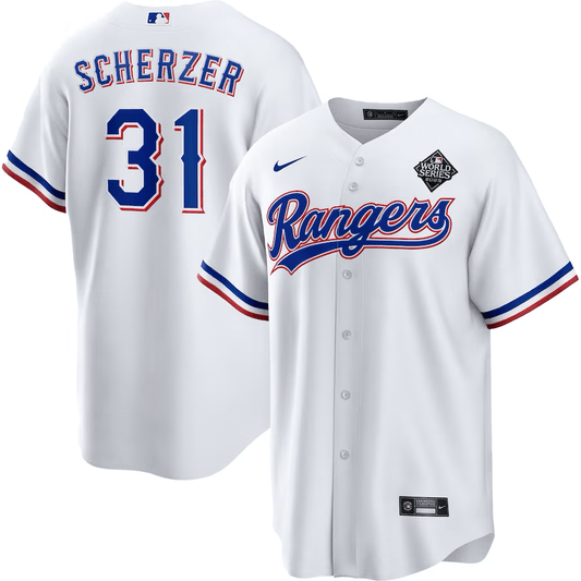 Max Scherzer Texas Rangers World Series Jerseys