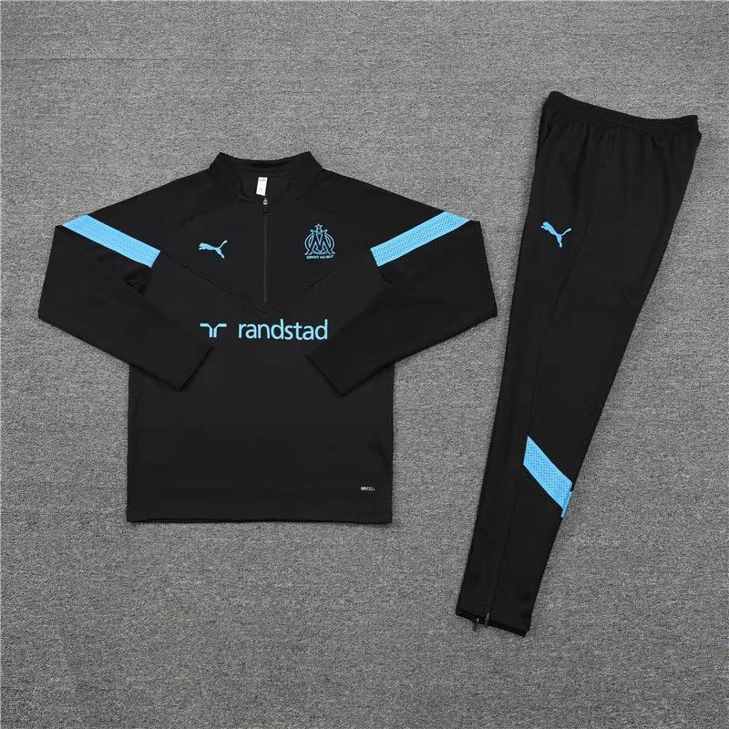 2022/2023 Olympique de Marseille Half-Pull Training Suit Black Football Jersey