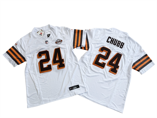Cleveland Browns 24# Nick Chubb Vintage White Vapor F.U.S.E. Limited Jersey