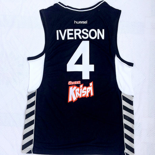 Iverson Turkish League No. 4 Black Embroidered Jersey
