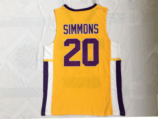 Simmons High School No. 20 yellow densely embroidered jersey