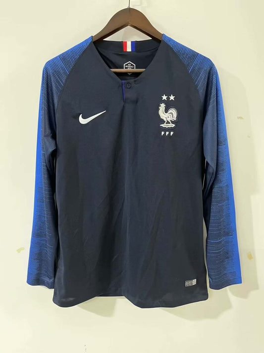 2018 Retro Long Sleeve France Home Football Shirt 1:1 Thai Quality