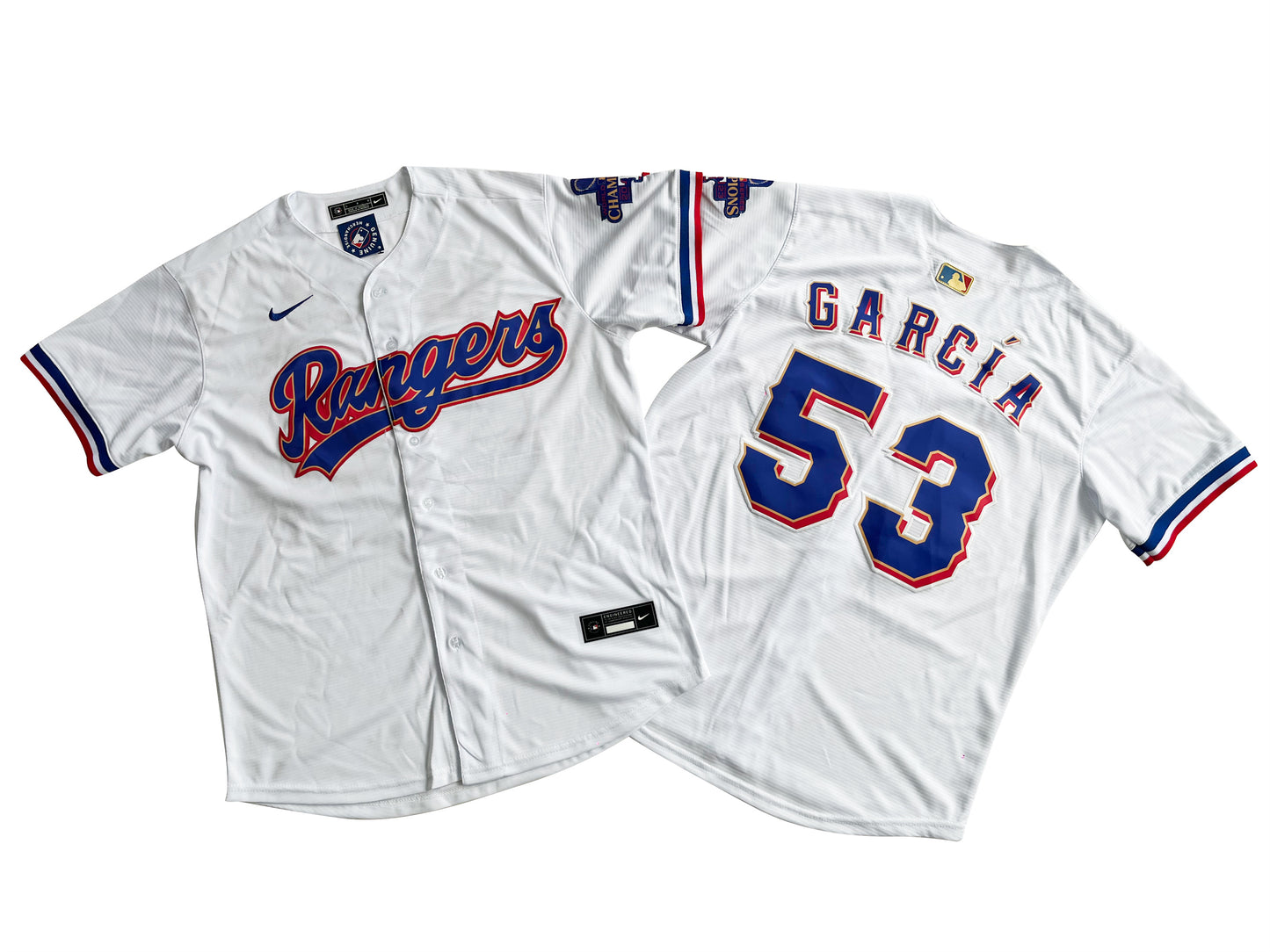 Men's Texas Rangers 53# Adolis Garcia White 2024 Gold Collection Limited Player Jersey