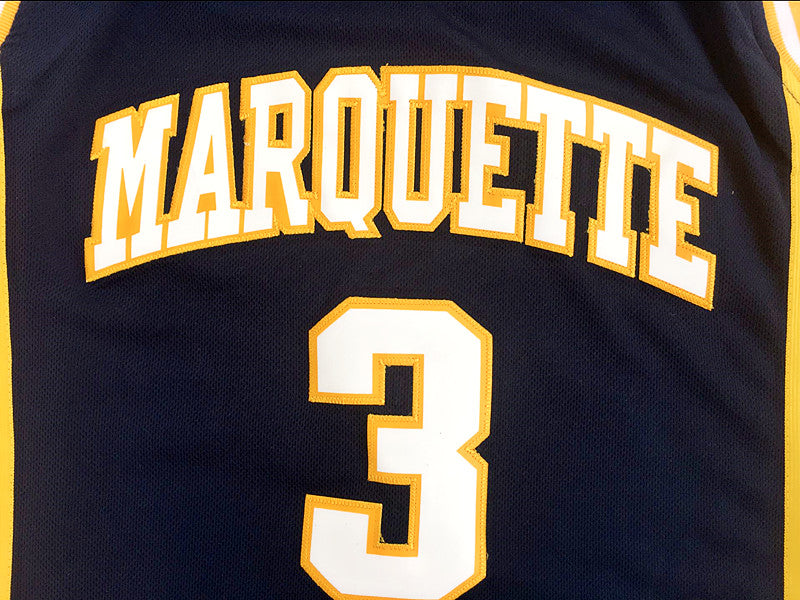 NCAA Marquette University No. 3 Wade dark blue new fabric jersey