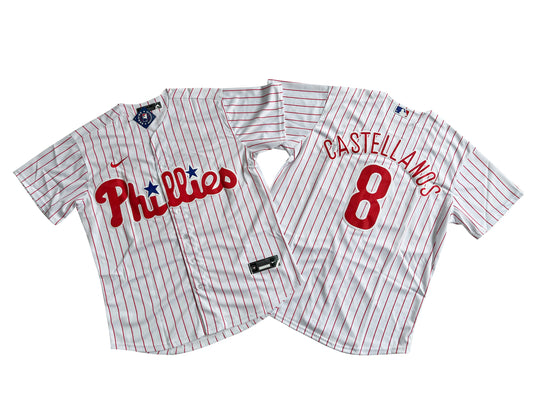 Men's Philadelphia Phillies 8# Nick Castellanos  White Home Replica Player Name Jersey