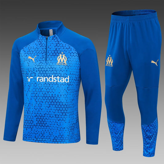 2023/2024 Olympique de Marseille Half-Pull Training Suit Blue Football Jersey