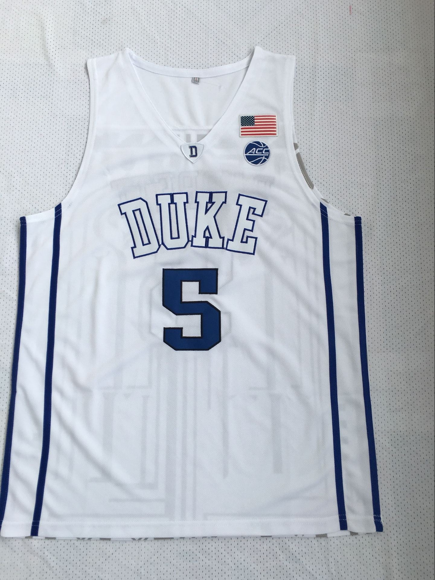 NCAA Duke University No. 5 R.J. Barrett white embroidered jersey