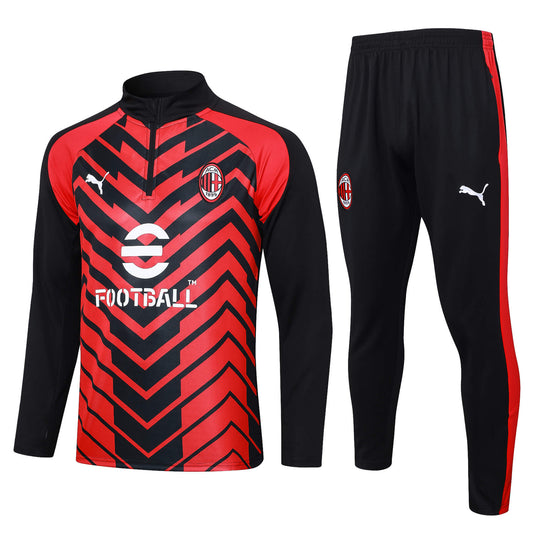 2023/2024 AC Milan Half-Pull Training Suit Red Soccer Jersey 1:1 Thai Quality