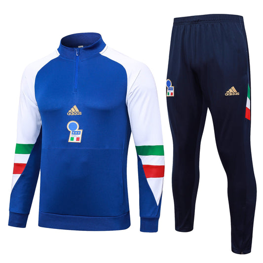 2023/2024 Italy Half-Pull Training Suit Blue Soccer Shirt