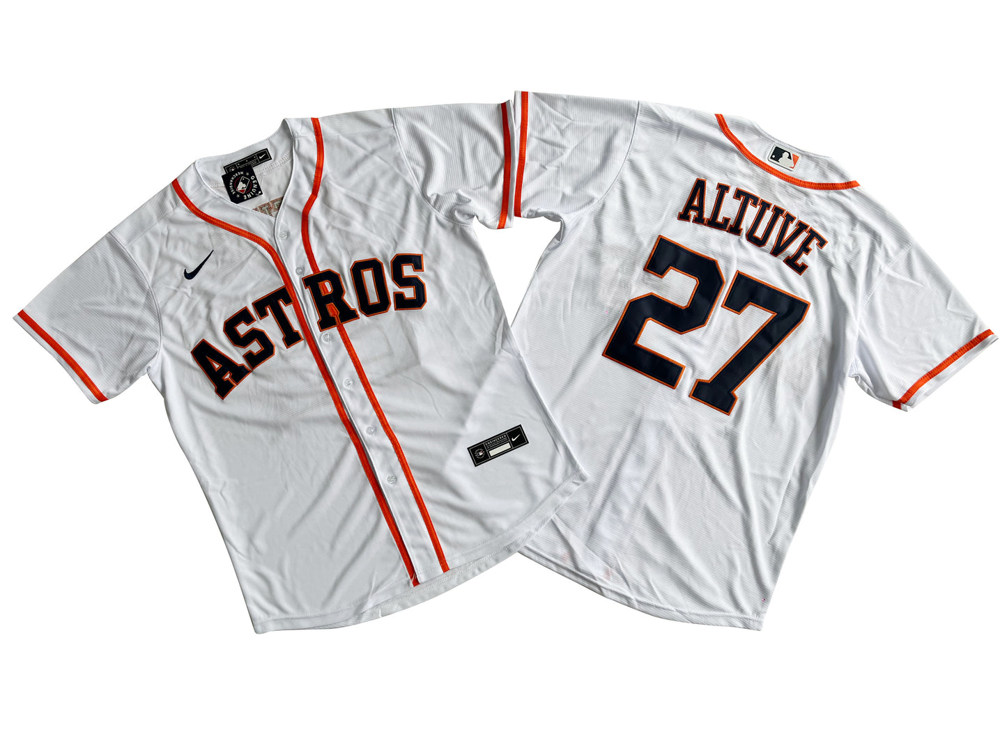 Men's Houston Astros 27# Jose Altuve White Home Replica Player Name Jersey