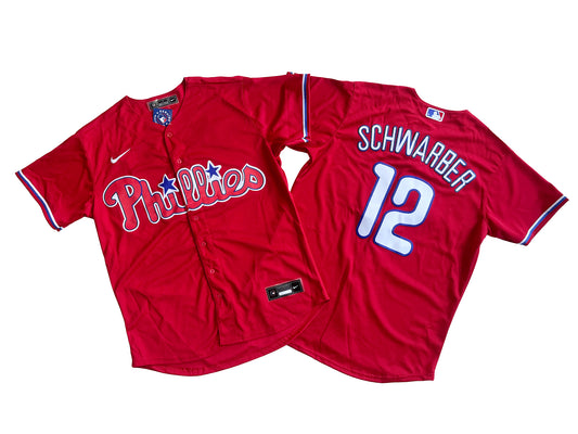 Men's Philadelphia Phillies 12# Kyle Schwarber Red Cool Base Jersey