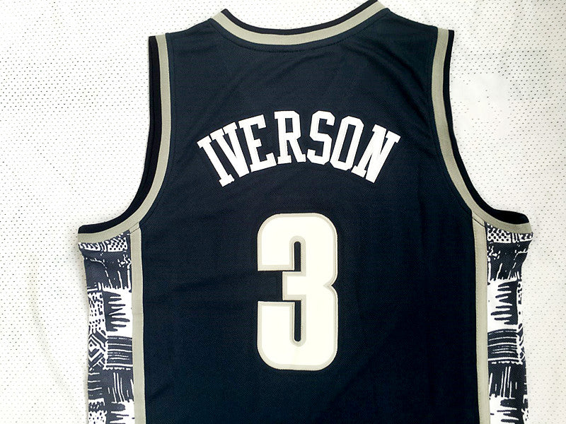 NCAA Georgetown University No. 3 Allen Iverson dark blue jersey