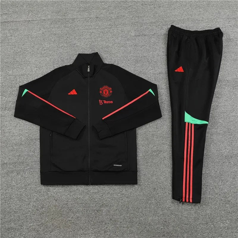 2023/2024 Manchester United Long Zipped Jacket Black Soccer Jersey 1:1 Thai Quality