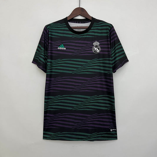2023/2024 Real Madrid Training Wear Green And Purple Stripes Football Shirt