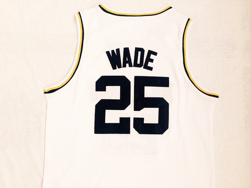 Wade High School No. 25 White Embroidered Jersey