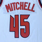 NCAA University of Louisville No. 45 Donovan Mitchell white embroidered jersey