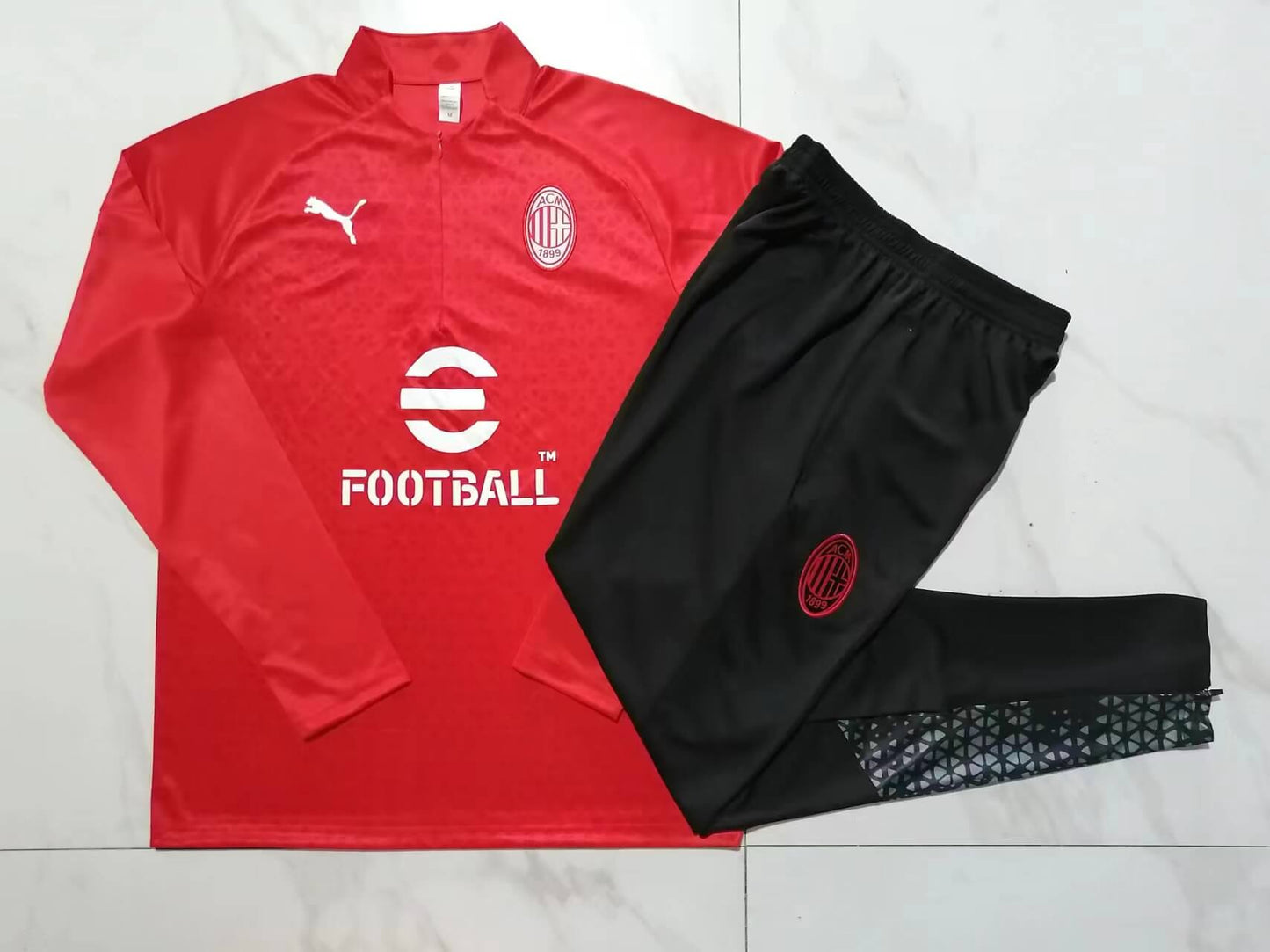 2023/2024 AC Milan Half-Pull Training Suit Red Soccer Jersey 1:1 Thai Quality