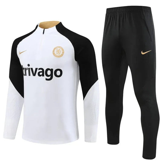 2023/2024 Chelsea Half-Pull Training Suit Whie Football Shirt 1:1 Thai Quality