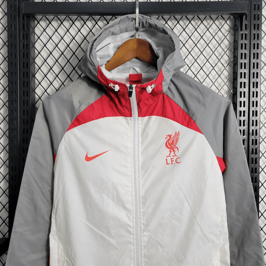 2023/2024 Liverpool Windbreaker white and Gray Soccer Jersey