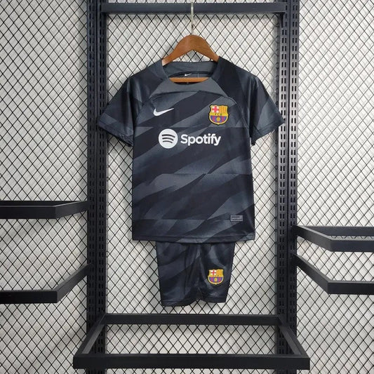 2023/2024 Kids Size Barcelona Blcak Goalkeeper Football Shirt 1:1 Thai Quality