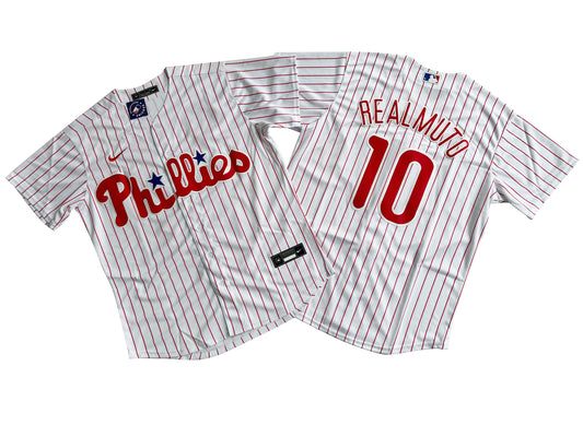 Men's Philadelphia Phillies 10# J.T. Realmuto  White Home Replica Player Name Jersey