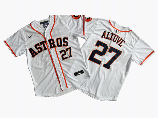 Men's Houston Astros 27# Jose Altuve White Home Limited Player Jersey