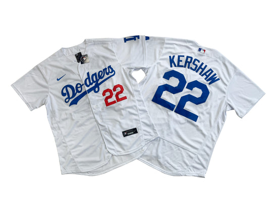 Los Angeles Dodgers 22# Clayton Kershaw Flex base  White jersey