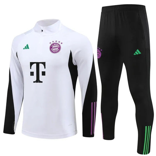2023/2024 Bayern Munich Half-Pull Training Suit White Football Shirt 1:1 Thai Quality