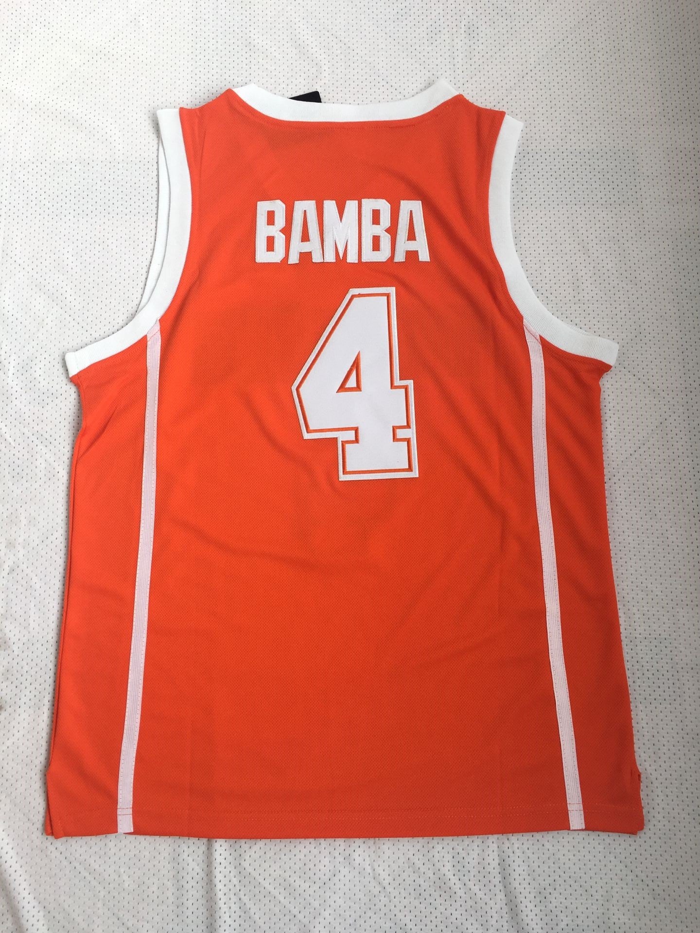 NCAA University of Texas No. 4 Bamba Orange White Embroidered Jersey