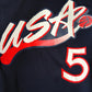 1996 Atlanta Olympics Team USA Dream 3 USA No. 5 Hill Dark Blue Embroidered Jersey