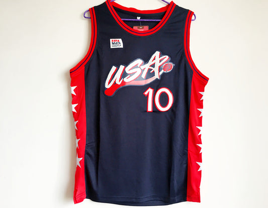 1996 Atlanta Olympics Team USA dream third Reggie Miller USA No. 10 dark blue embroidered jersey