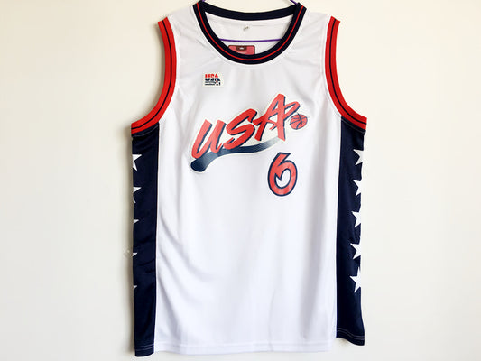 1996 Atlanta Olympics Team USA Dream 3 USA No. 6 Hardaway White Embroidered Jersey