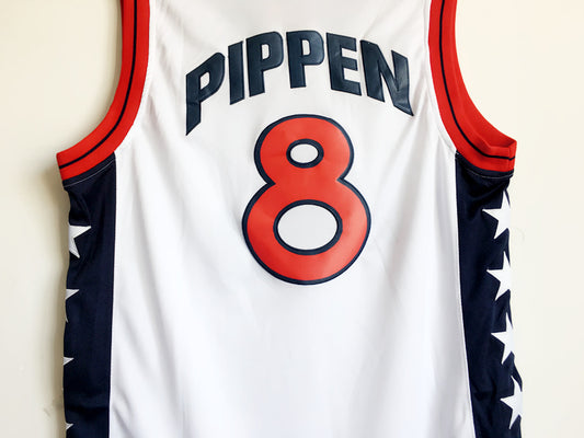 1996 Atlanta Olympics Team USA Dream 3 USA No. 8 Pippen white embroidered jersey