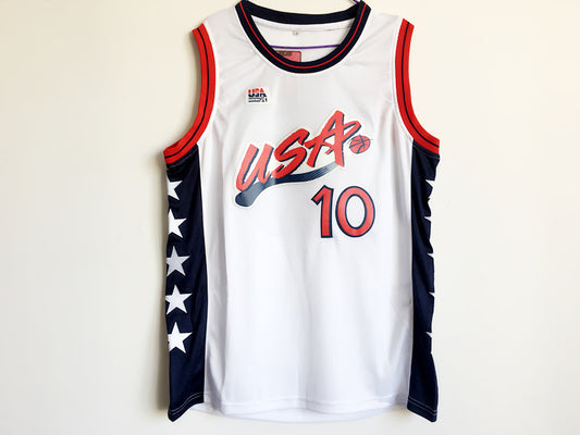 1996 Atlanta Olympics Team USA Dream 3 USA No. 10 Reggie Miller white embroidered jersey