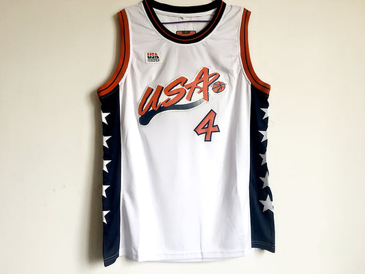 1996 Atlanta Olympics Team USA Dream 3 USA No. 4 Barkley white embroidered jersey