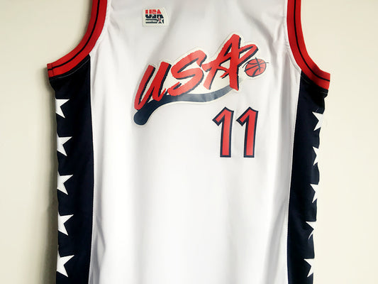 1996 Atlanta Olympics Team USA Dream Third Karl Malone USA Nr. 11 weiß besticktes Trikot