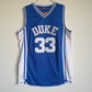 NCAA Duke University No. 33 Hill Blue Embroidered Basketball Jersey
