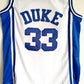 NCAA Duke University No. 33 Hill White Embroidered Basketball Jersey