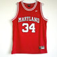 NCAA University of Maryland No. 34 Len Bias BIAS red embroidered jersey